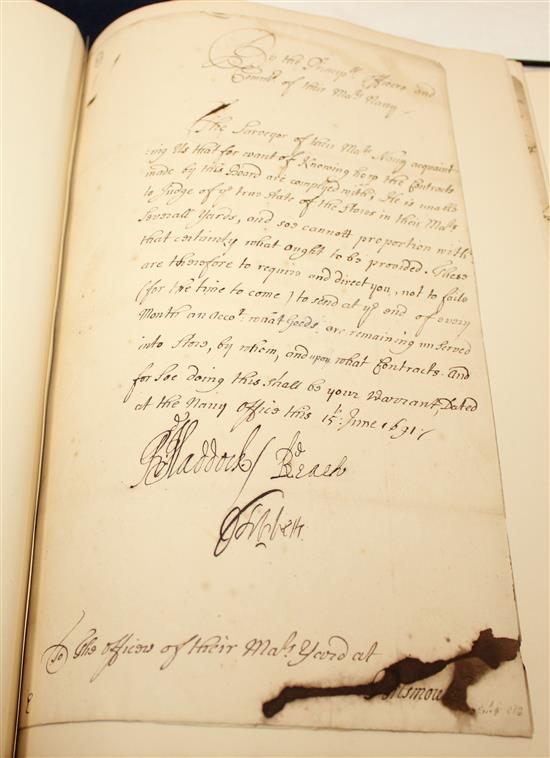 Royal Navy Interest - a collection of 24 manuscript warrants and letters, etc
